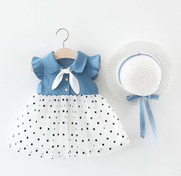 

Комплект сукня + капелюшок горох 3416, розмір 86