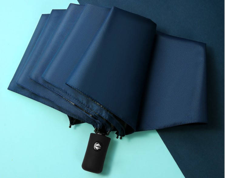 

0317 Мужской Зонт полный автомат в 3 сложения 8 ( анти ветер) с пружиной 2-х шаровый темно синий