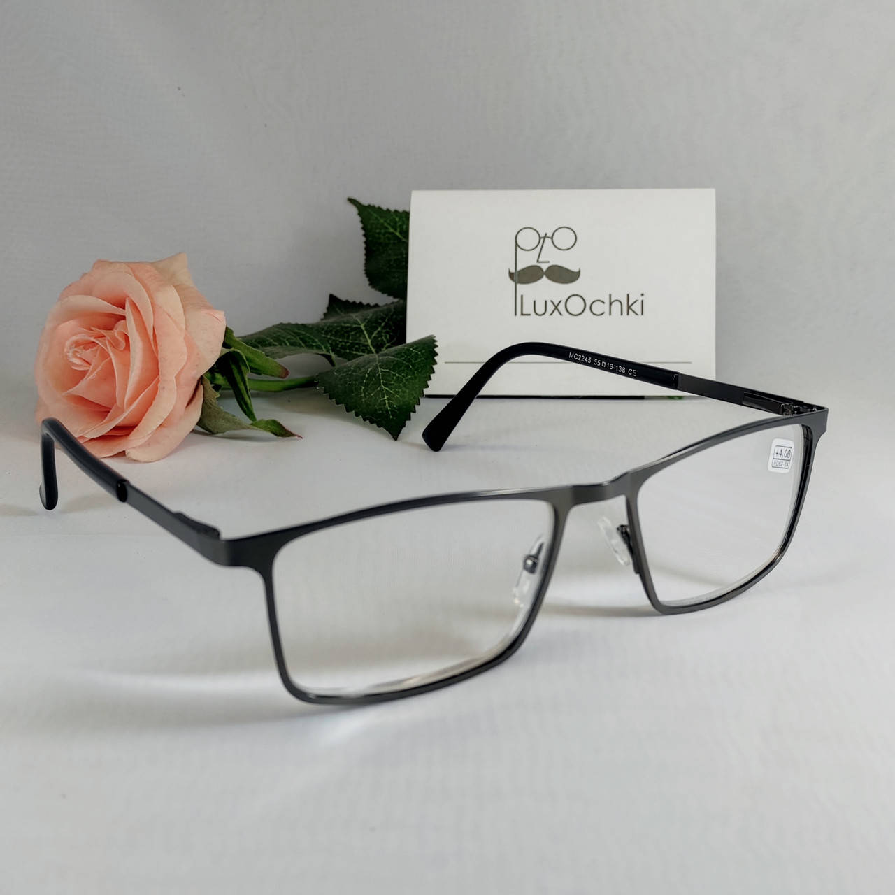 

+1.5 Готовые мужские очки для зрения в металлической оправе, Черный
