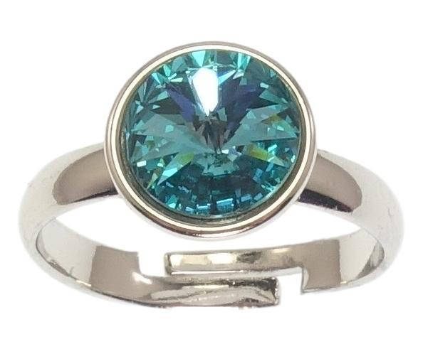 

Кольцо Xuping Родий с кристаллами Swarovski "Кристалл Blue Zircon ø 10мм" р.16-17,17-18