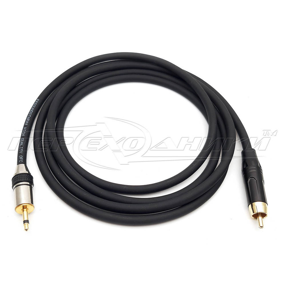 

Кабель в экране 1 RCA (тюльпан) на 3.5 мм 2-pin, высокое качество, Черный
