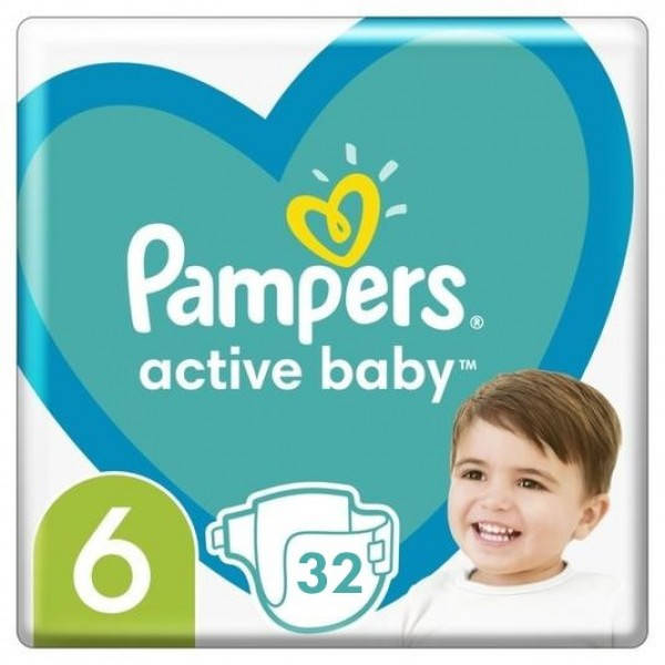 

Подгузники Pampers Active Baby размер 6 (13 - 18 кг), 32 шт
