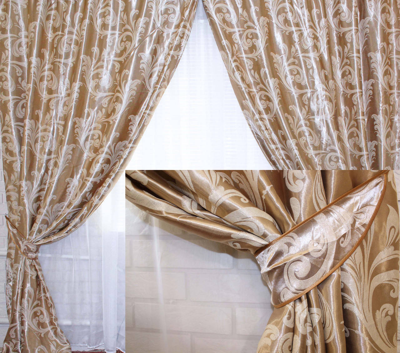 

Комплект (2шт 1,5х2.70м) готовых штор, из ткани блэкаут коллекция "Лилия". Цвет бежевый. 074ш (А) 30-011
