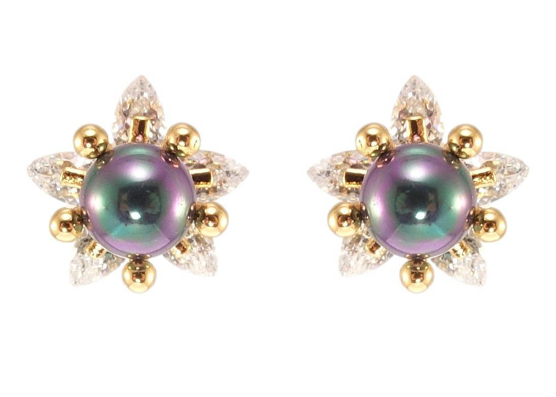 

Серьги Xuping Позолота 18K гвоздики (пуссеты) "Черная жемчужина в цветке из кристаллов"