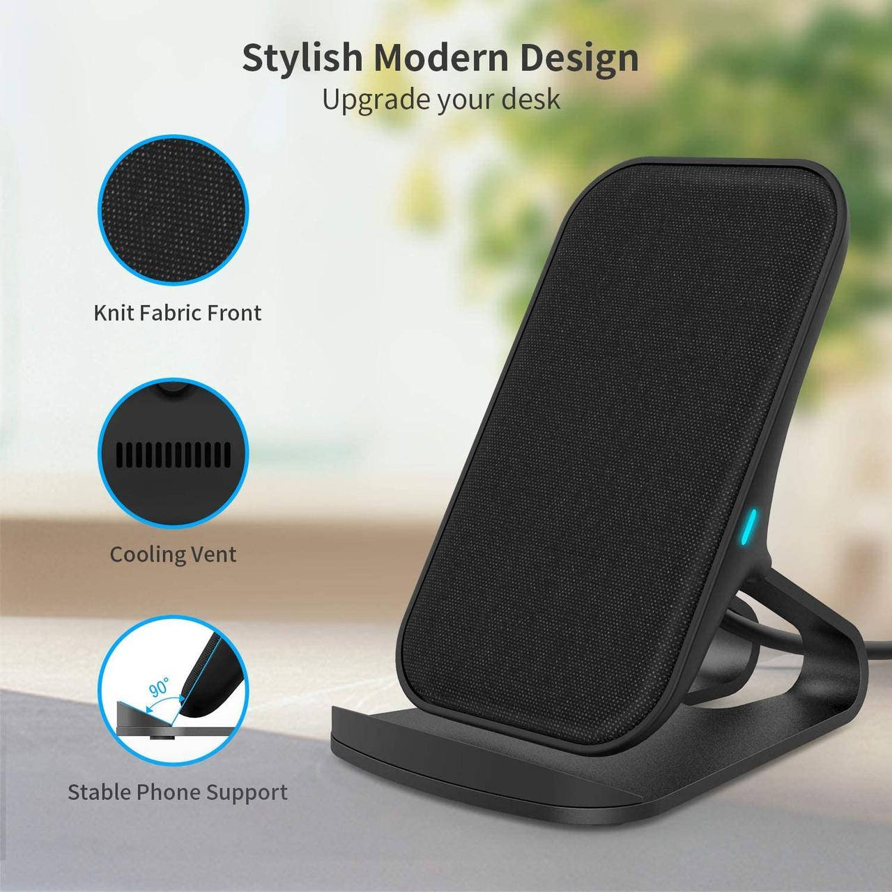 

Беспроводная зарядка Lecone Fast Wireless Charger Fabric 10W/7.5W, Черный