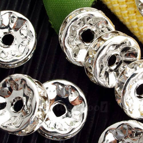 

Рондели(разделитель) со стразами 8mм .цвет серебро. Цена за 1шт