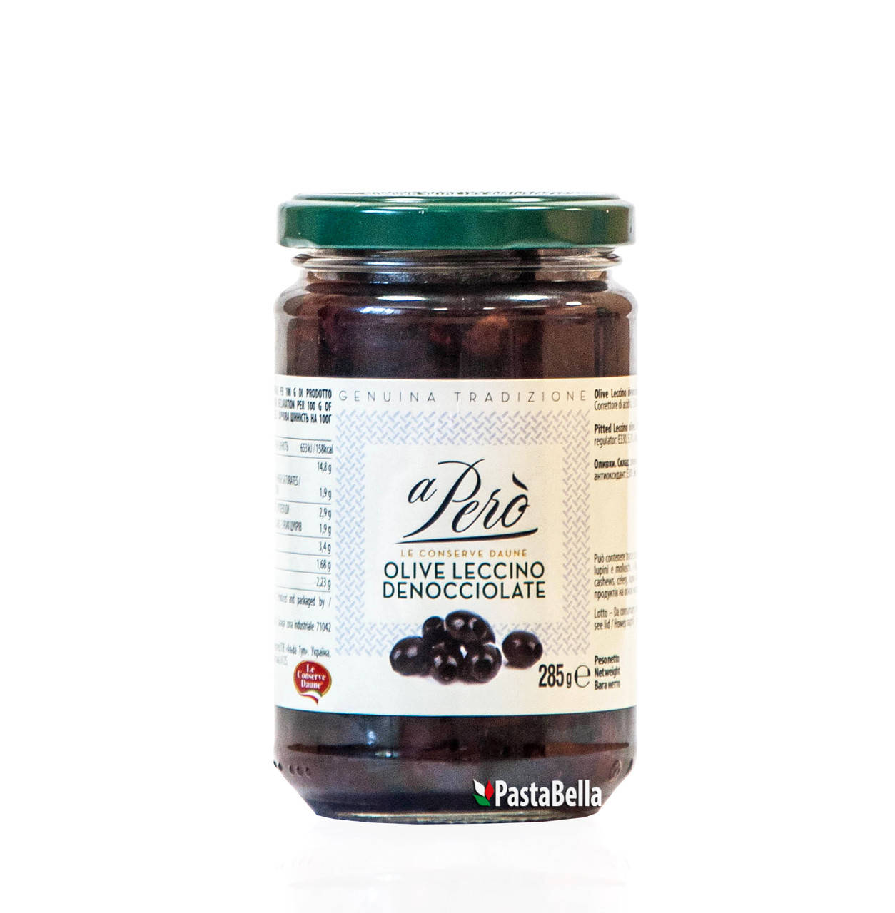 

Итальянские Темные Оливки без косточки - "Olive Leccino denocciolate" 285g "aPerò", 314мл