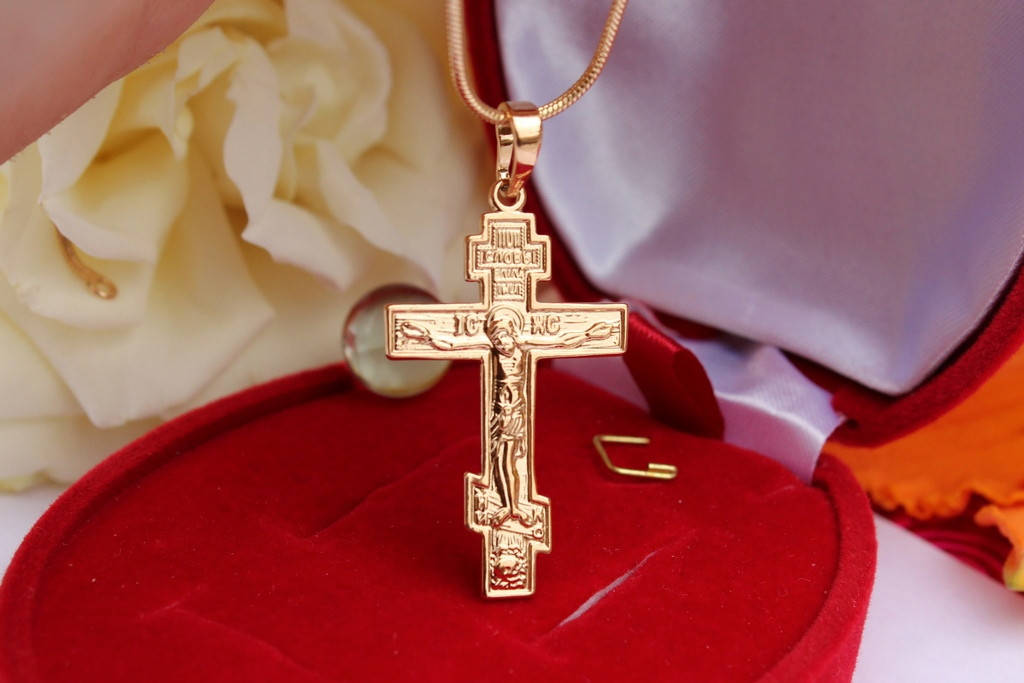 

Крестик Xuping Jewelry православный 3,3 см золотистый
