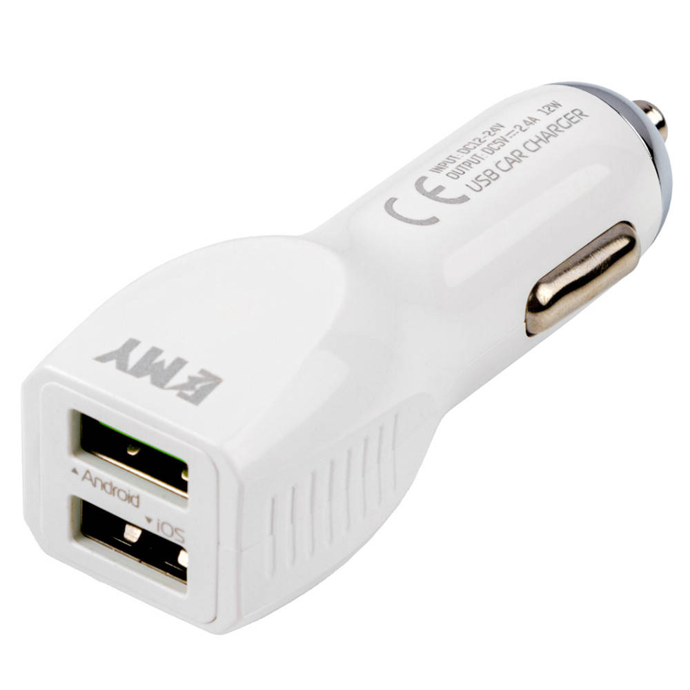

Автомобильное зарядное устройство Emy MY-112 2USB 2.4 А 12 Вт + кабель Lightning White (MY-112-LW), Белый