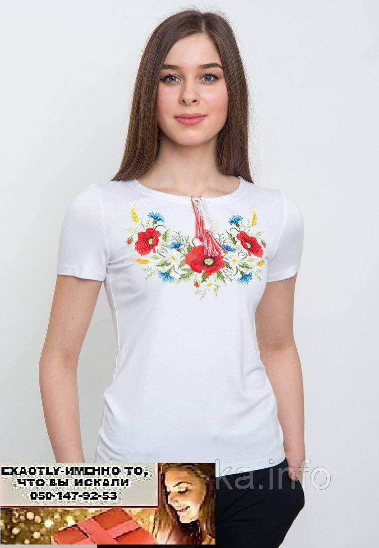 

Вышиванка блузка короткий рукав букет М, L, ХL, 2XL, 3XL, Белый