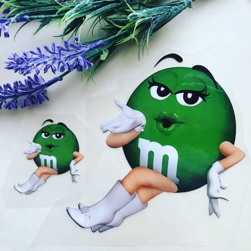 

Термоаппликация-накатка, наклейка на одежду M&M зеленая, Разные цвета