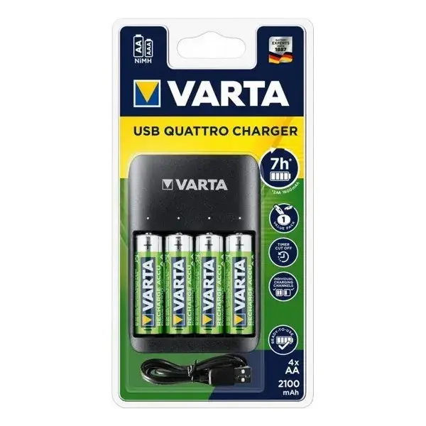 

Зарядное устройство для аккумуляторов AA, AAA Varta USB Quattro Charger + 4 AA 2100 mAh (57652101451)
