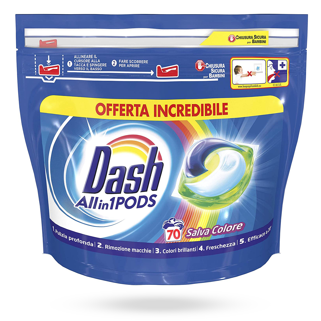 

Капсулы для стирки цветных тканей Dash Salva Color 70 шт