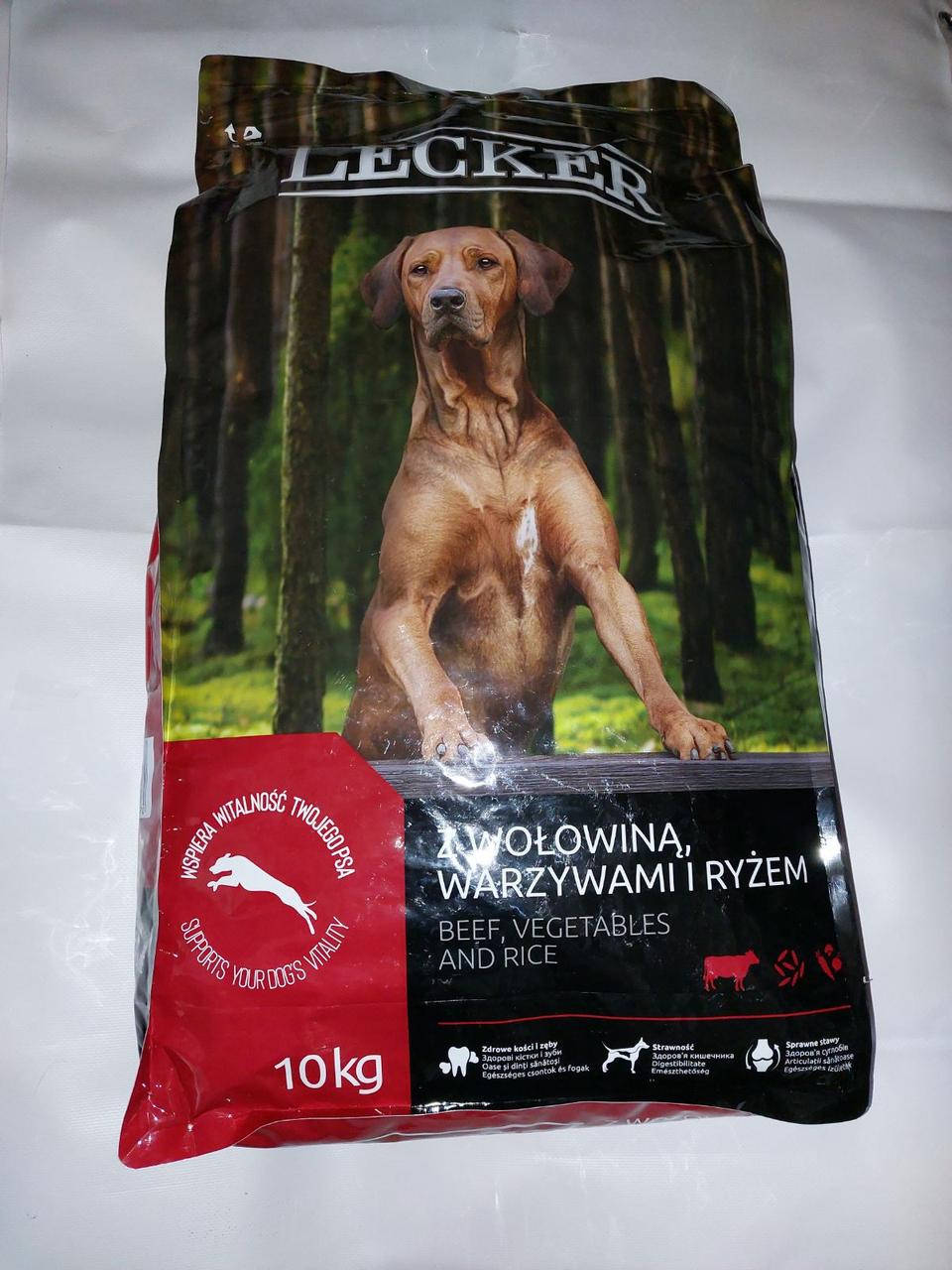 

Lecker Леккер сухой корм с говядиной рисом и овощами 10 кг Польша протеин 23% м+г