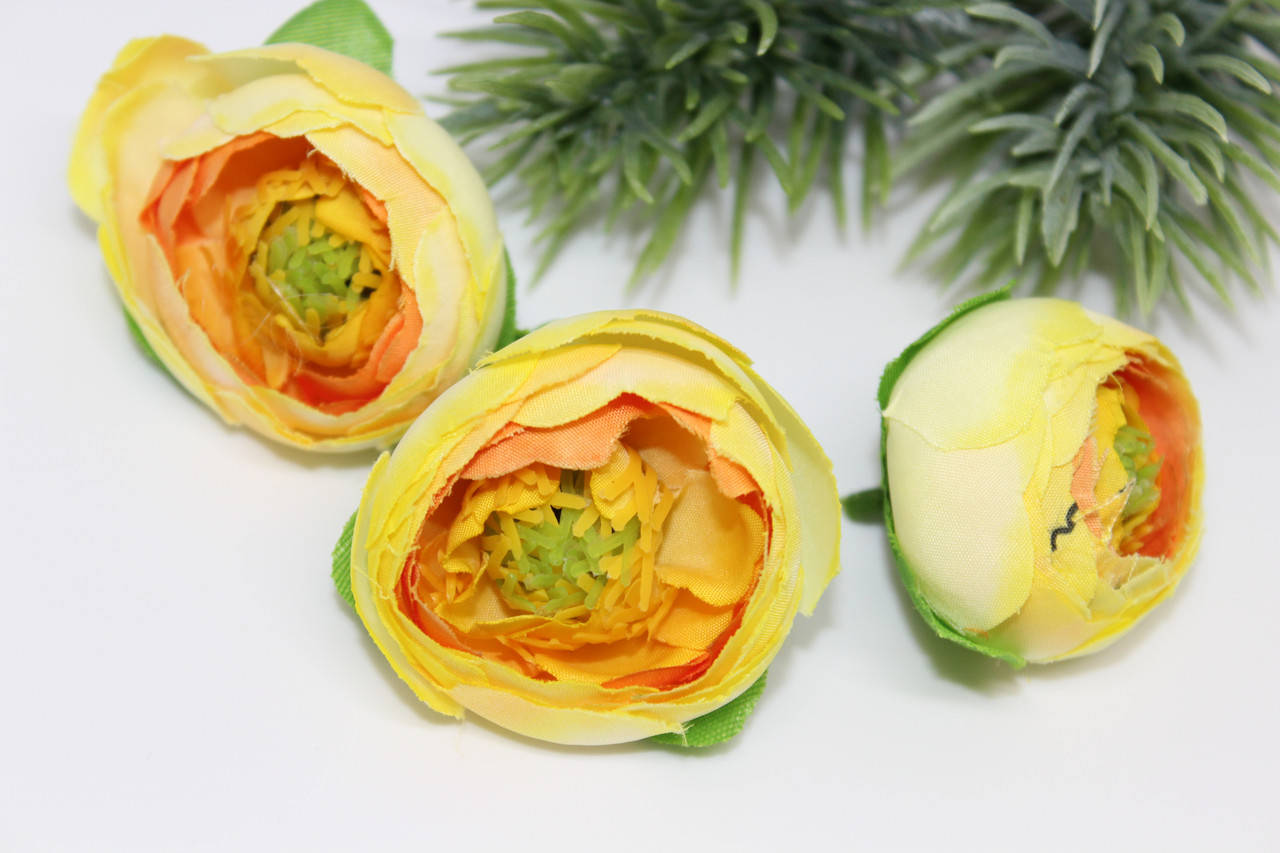 

Головки ранункулюса 3 см, желтые, Желтый