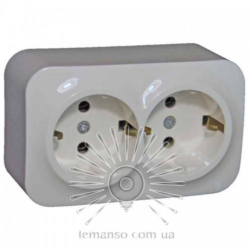 

Розетка накладная 2-я с зазем.LEMANSO Нота белая LMR2307