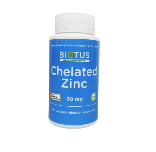 

Хелатный цинк, Chelated Zinc, Biotus, 30 мг, 100 капсул (BIO-530357)