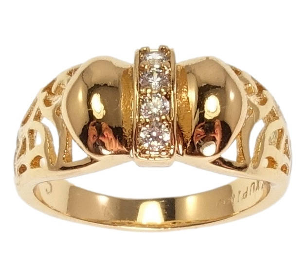 

Кольцо Xuping Позолота 18K "Бантик по бокам Ажурный Узор" р.17.5