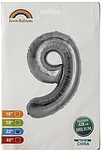 

Фольгированная цифра 32"(80 см) КНР 9 серебро, Серебристый
