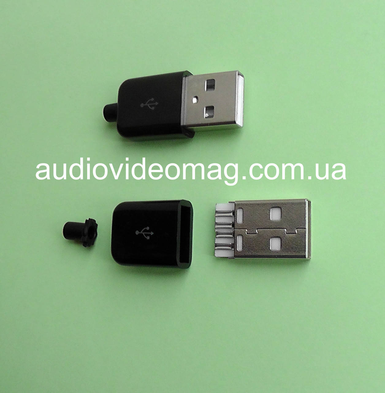 

USB штекер разборной, для пайки на кабель, черный