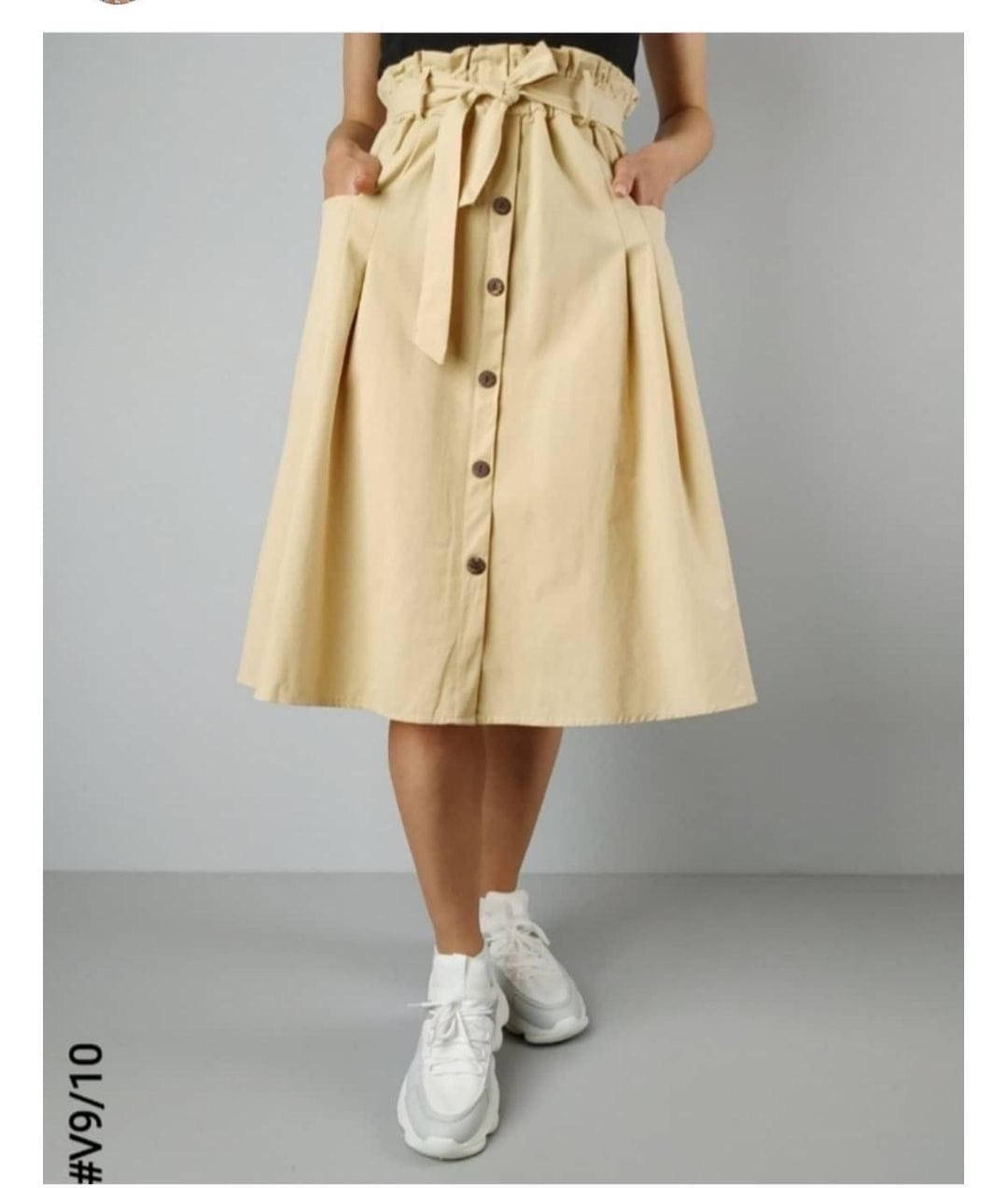 

Женская юбка длина миди с карманами, Хаки