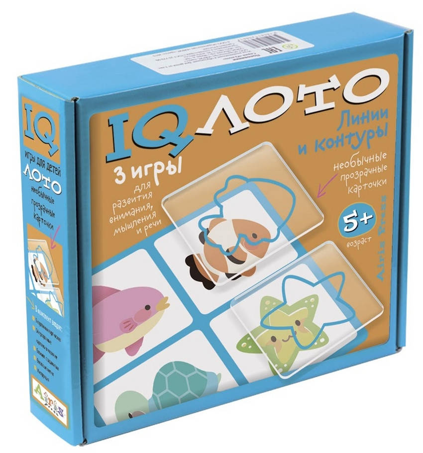 

IQ лото.Пластиковое лото. Линии и контуры. (5+) Комплект из трех игр.