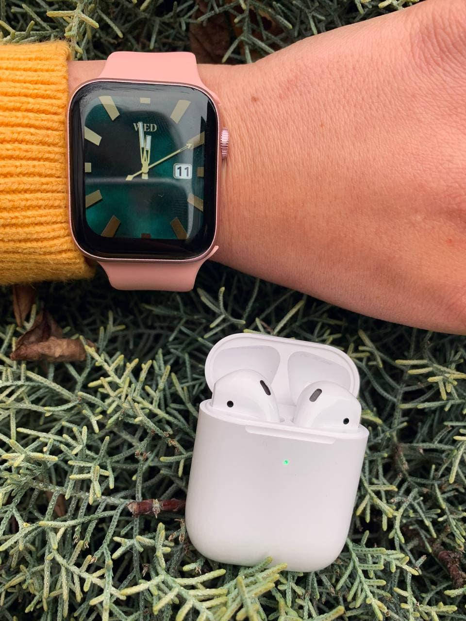 

Беспроводные наушники Apple AirPods 2 + Apple watch 6/44mm Стильные Умные Смарт часы M16+, Белый