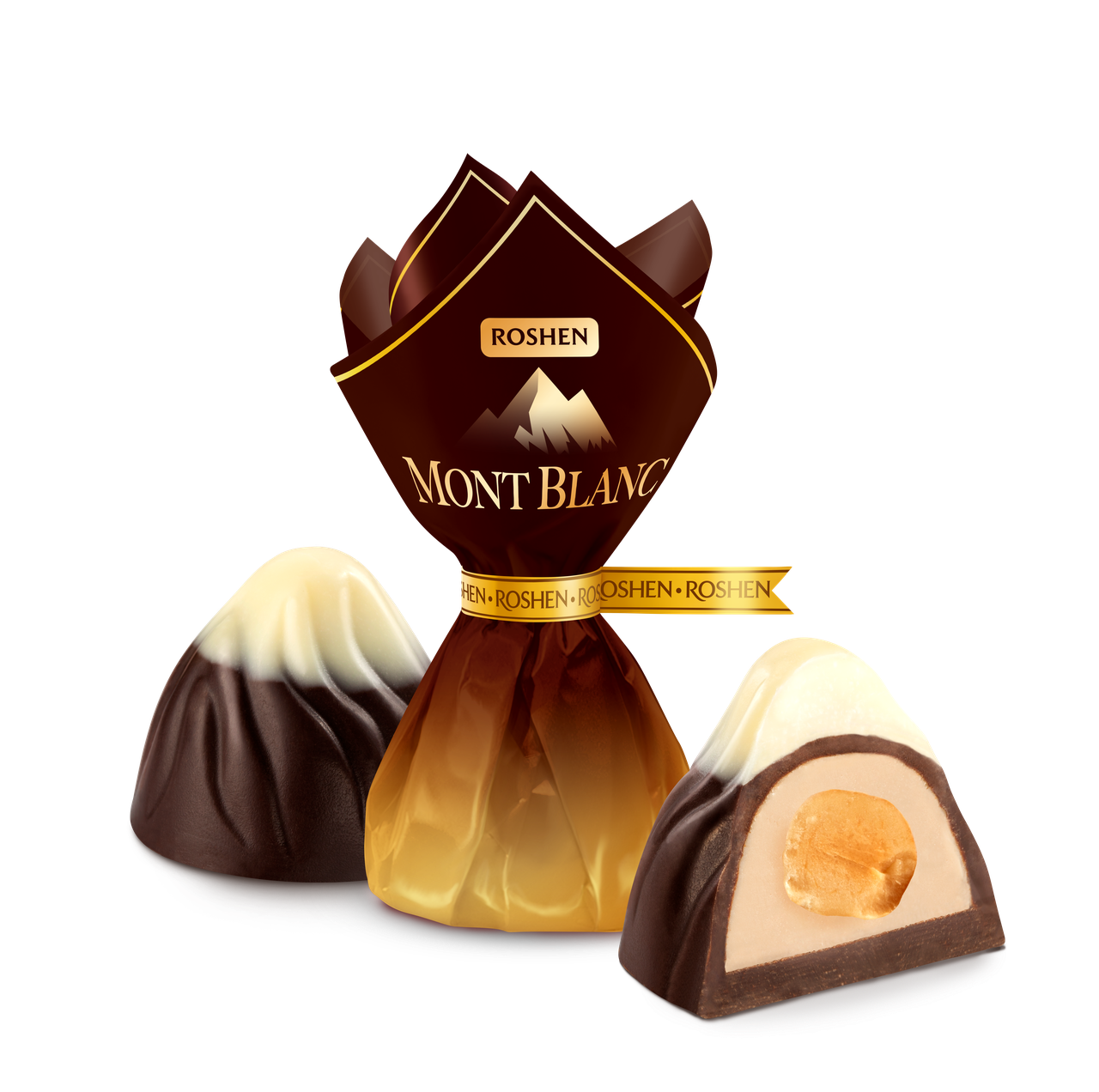 

Шоколадные конфеты Roshen Mont Blanc с цельным лесным орехом 250 грамм