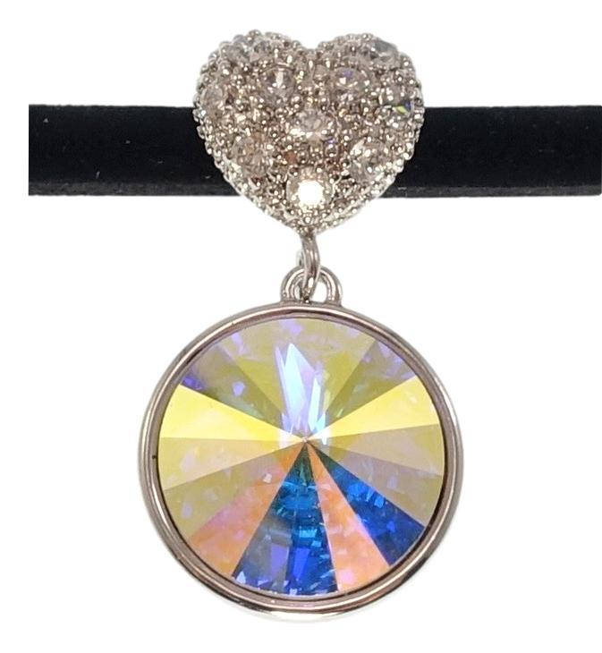 

Кулон Xuping Родий с кр-ми Swarovski на замшевой ленте "Сердце с кристаллом АВ" ø 14 мм дл. 31-36см х 4мм