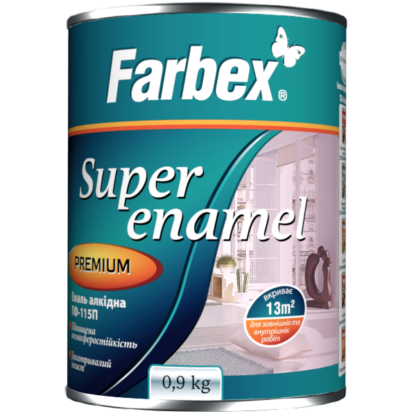 

Эмаль алкидная ПФ-115П Farbex белая 0.9 кг
