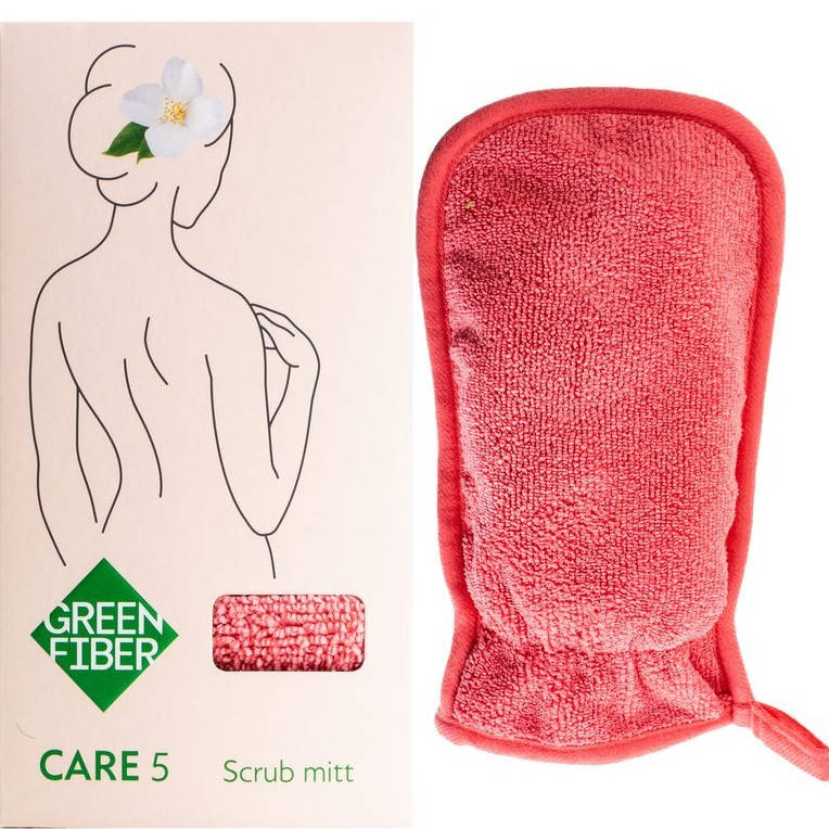 

Варежка-скраб GreenWay Green Fiber CARE 5, для душа, коралловая (08087)