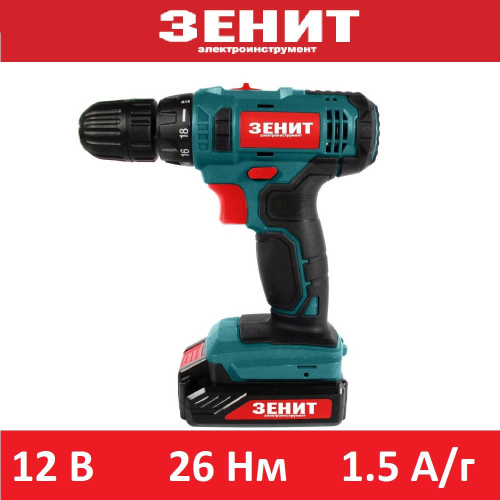 

Аккумуляторный шуруповерт Зенит ЗША-12 М Li