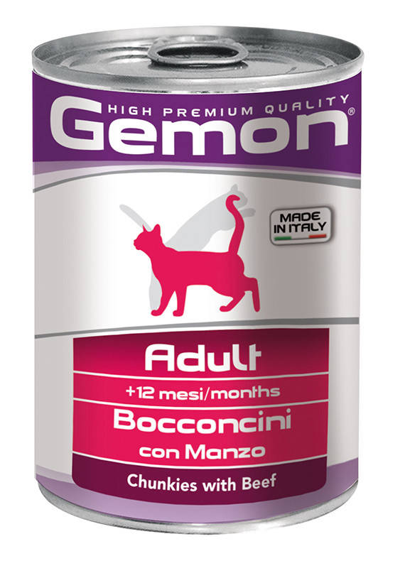 

Gemon Cat Wet Мясные кусочки в желе для взрослых кошек с говядиной 415 гр
