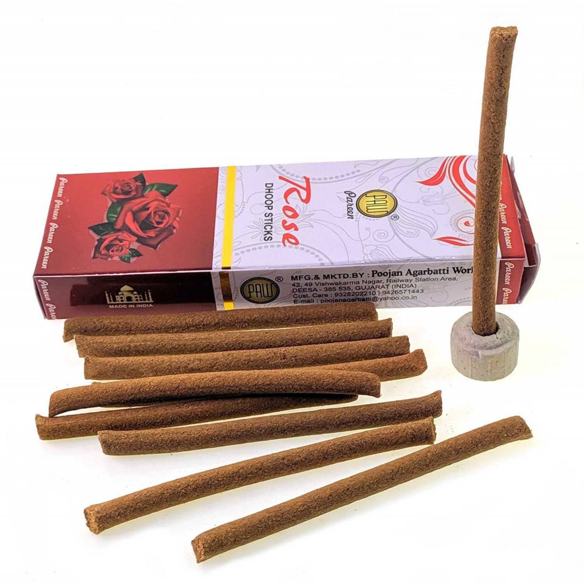 

Rose Dhoop sticks (Роза)(12 шт/уп) (Pareen) безосновное благовоние