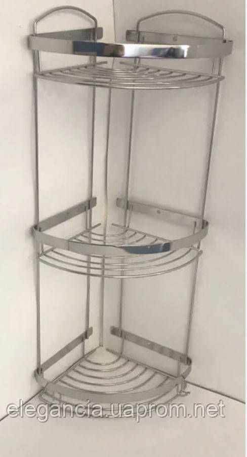 

Угловая полка нержавейка для ванной и душевой с широком бортом нержавейка