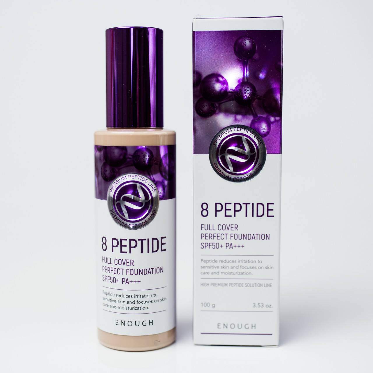 

Тональный крем с пепетидами 21 натуральный беж Enough 8 Peptide Full Cover Perfect Foundation SPF50+ PA+++