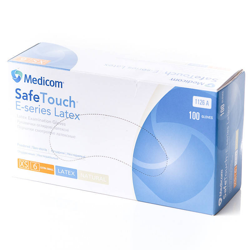 

Перчатки латексные медицинские, опудренные, Белые (100 шт/уп) Medicom, Белый