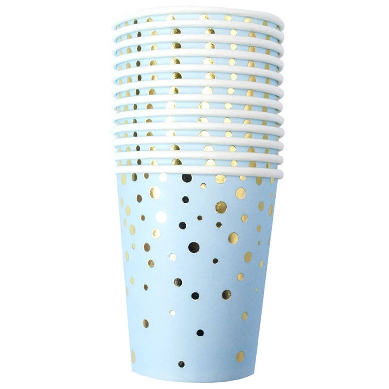 

Стаканчики "Конфетти на голубом" (1шт) золото