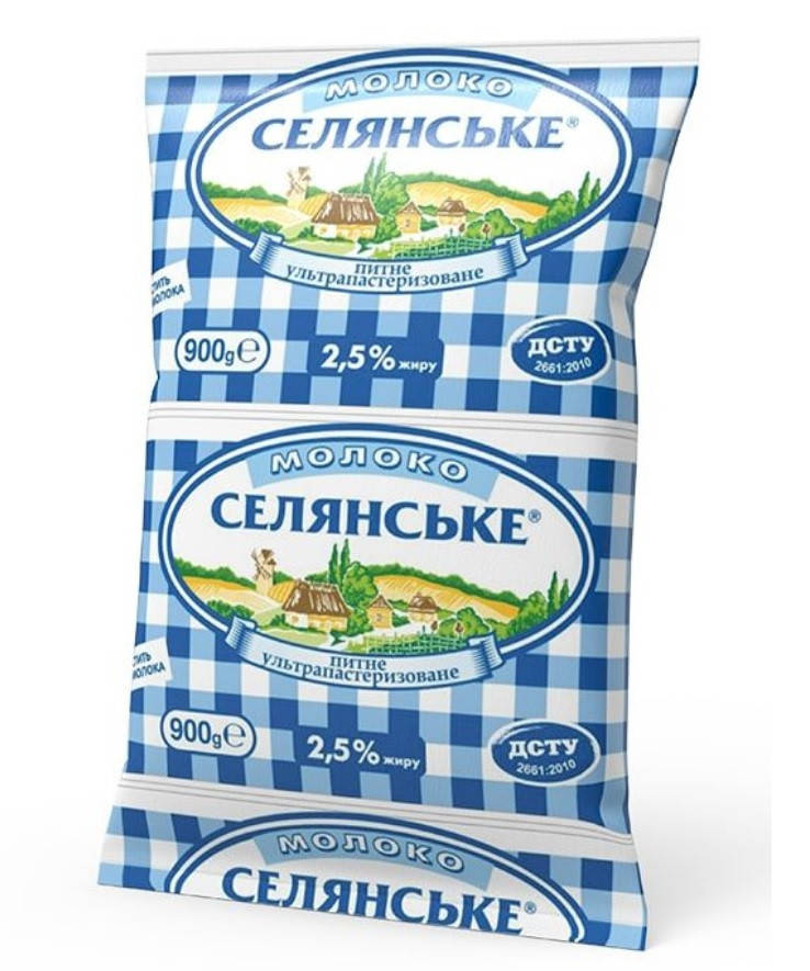 

Молоко ультрапастеризованное 2,5%, "СЕЛЯНСЬКЕ", 900 г (15 шт./ящ.)