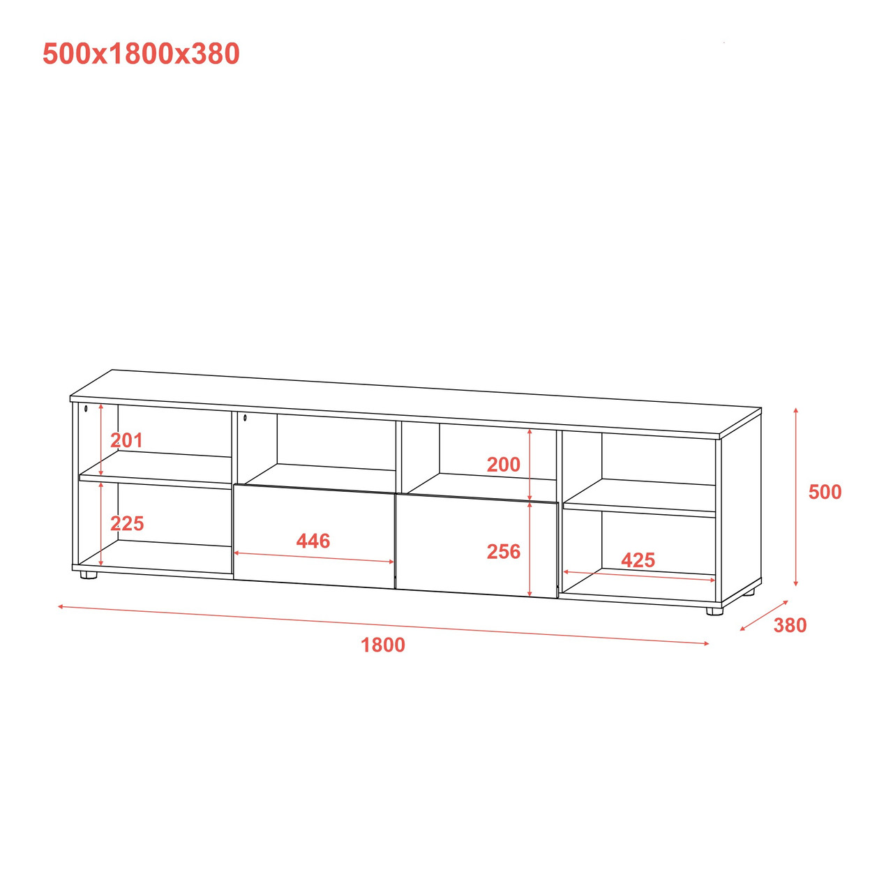 Комод Doros Рон 4 Графіт 2 фасади 2 шухляди 180х38х50 (44900234) 8