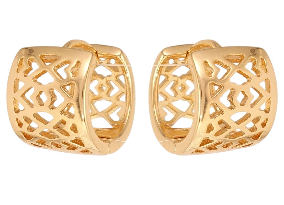 

Серьги Xuping Позолота 18K колечки "Широкие с резным узором"