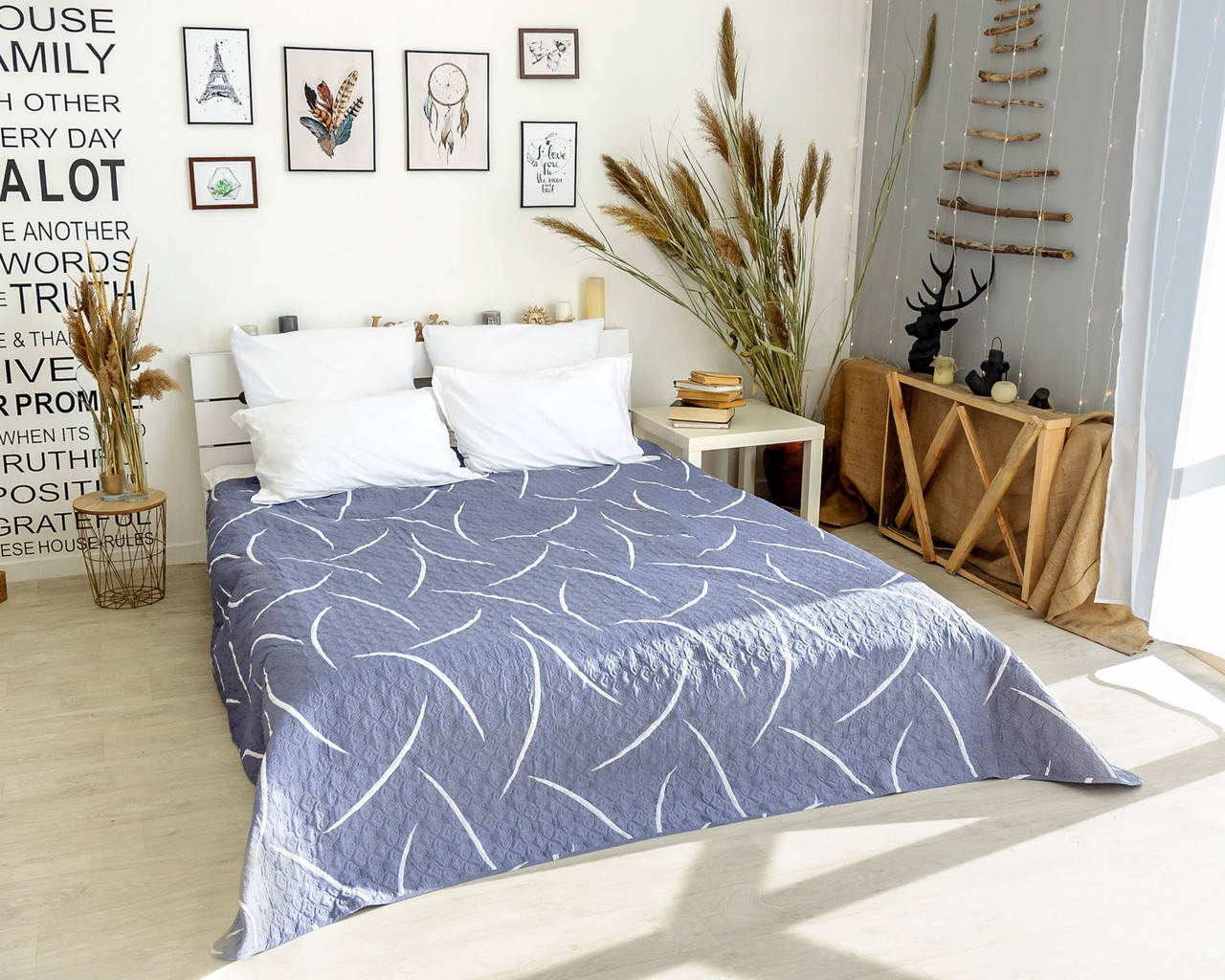 

Покрывало стеганое синее ТМ Bliss 230х250 см, Фиолетовый