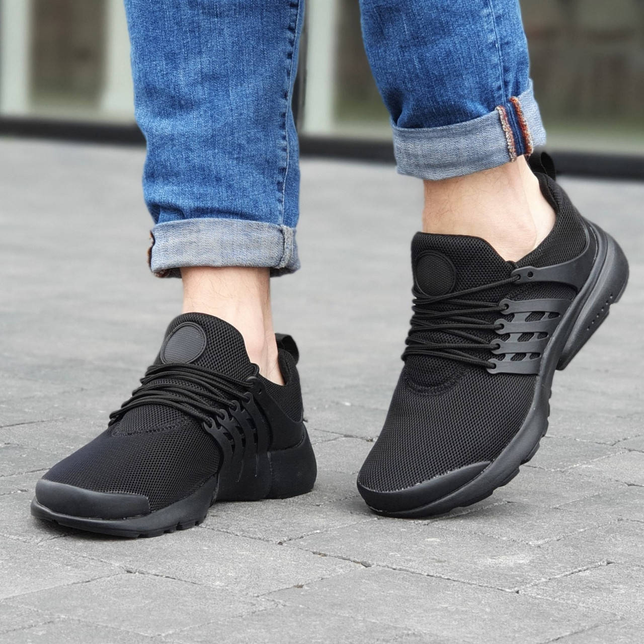 

Кроссовки мужские черные сетка лето Air Presto (Код: Л1720), Черный