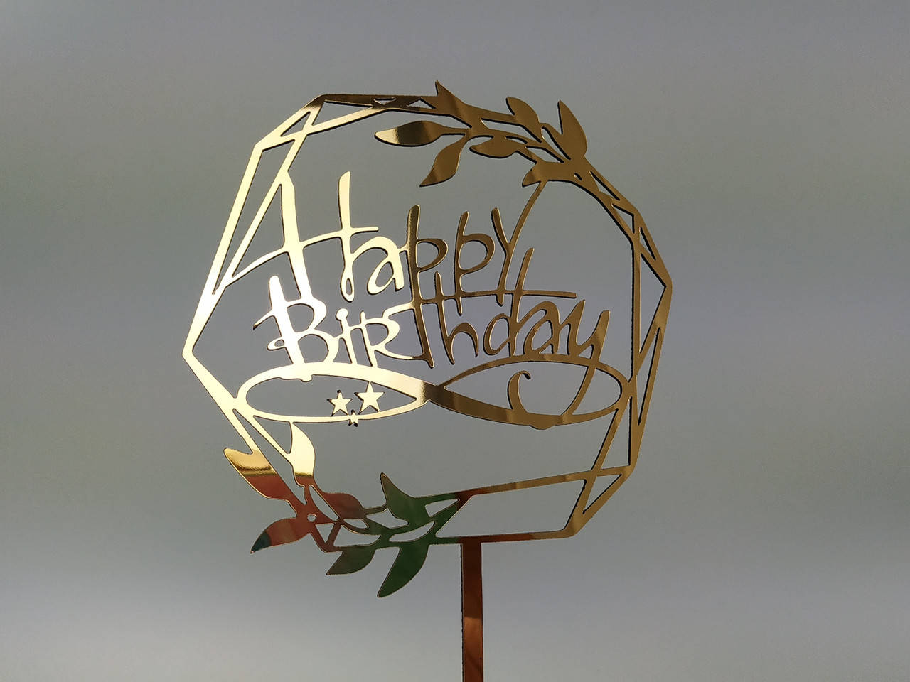 

Топпер зеркальный золотой Happy Birthday