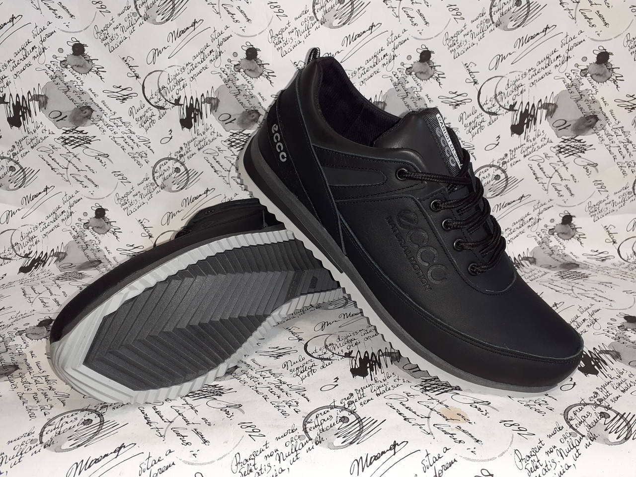 

ECCO NATURAL MOTION мужские кожаные кроссовки, Черный