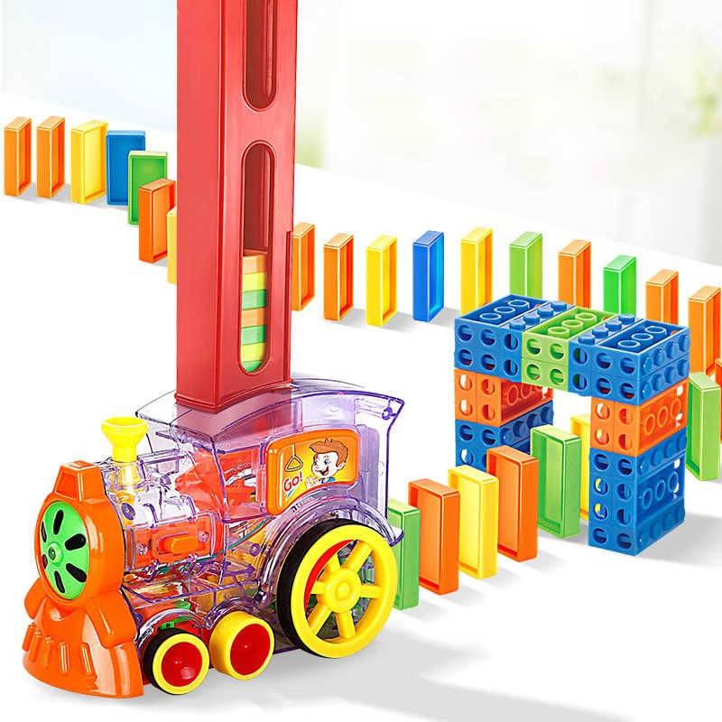

Детская игрушка паровозик с домино DOMINO Happy Truck sciries COLORS 100 деталей