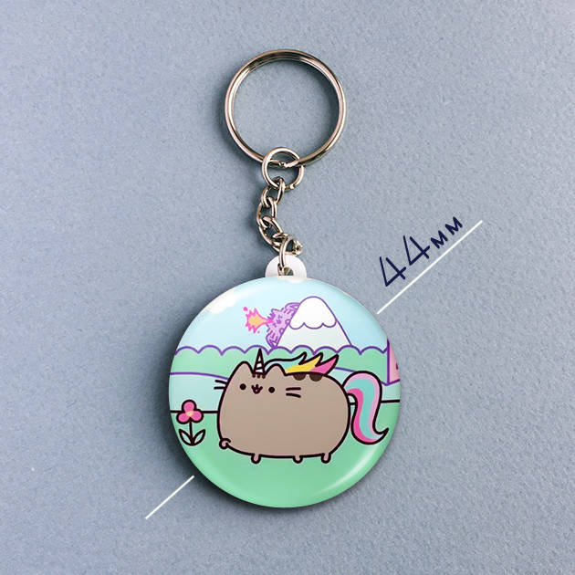

"Кот Пушин единорог / Pusheen" брелок круглый Ø44 мм, Разные цвета