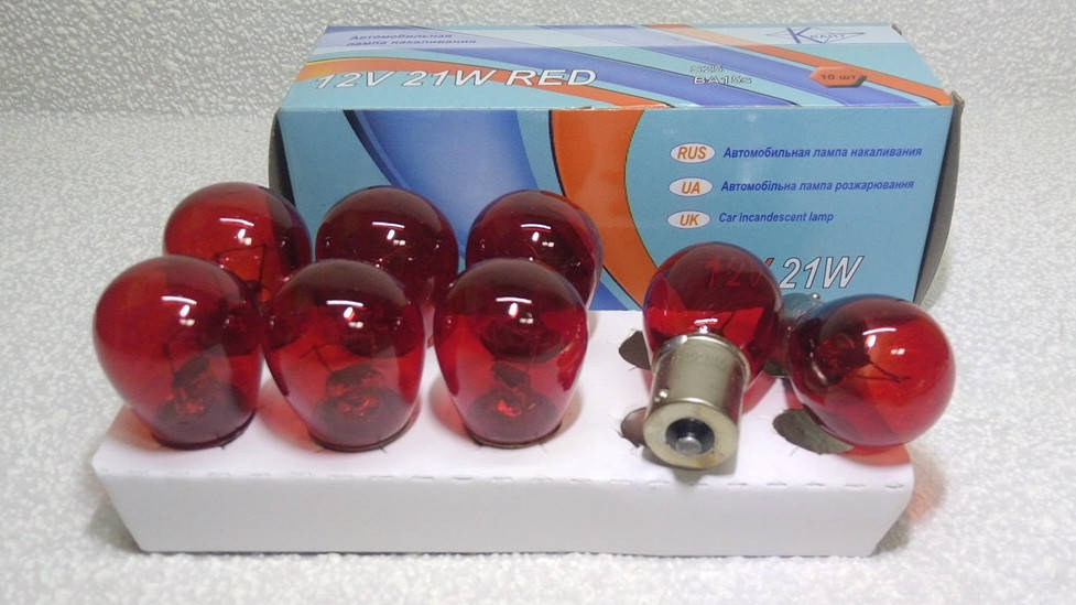 

Лампа стопов габаритов P21W BA15s красная PRC