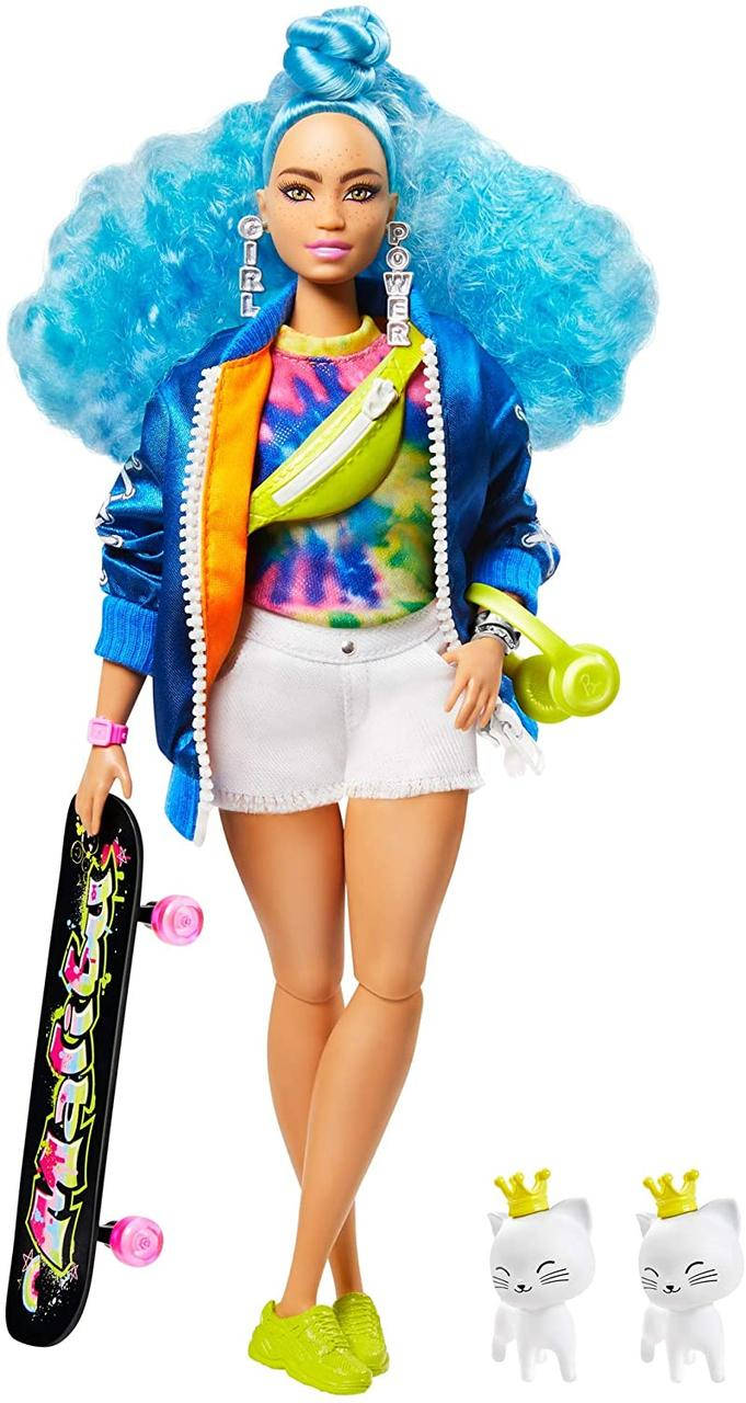 

Кукла Барби Экстра Модница со скейтбордом c синими волосами Barbie Extra Doll