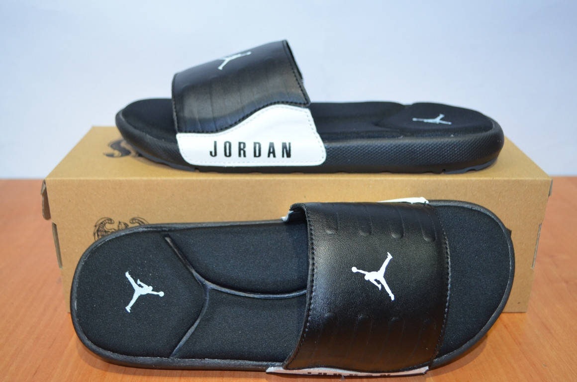 

Кожаные мужские шлепанцы Jordan.Шлепанцы мужские., Черный